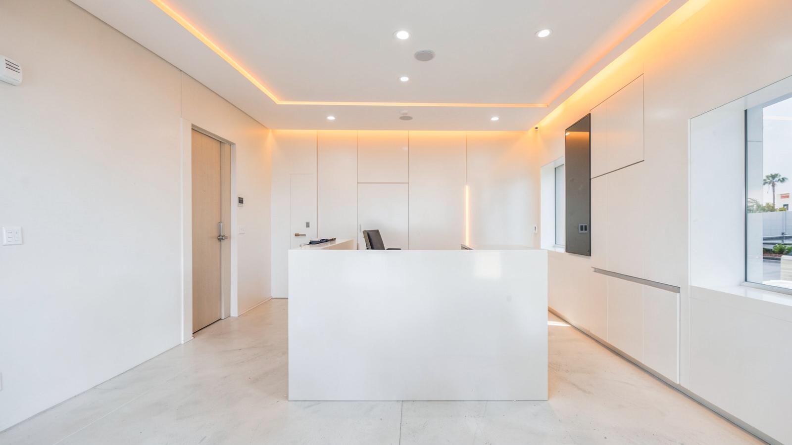 Reception area of a modern dental practice in Los Angeles